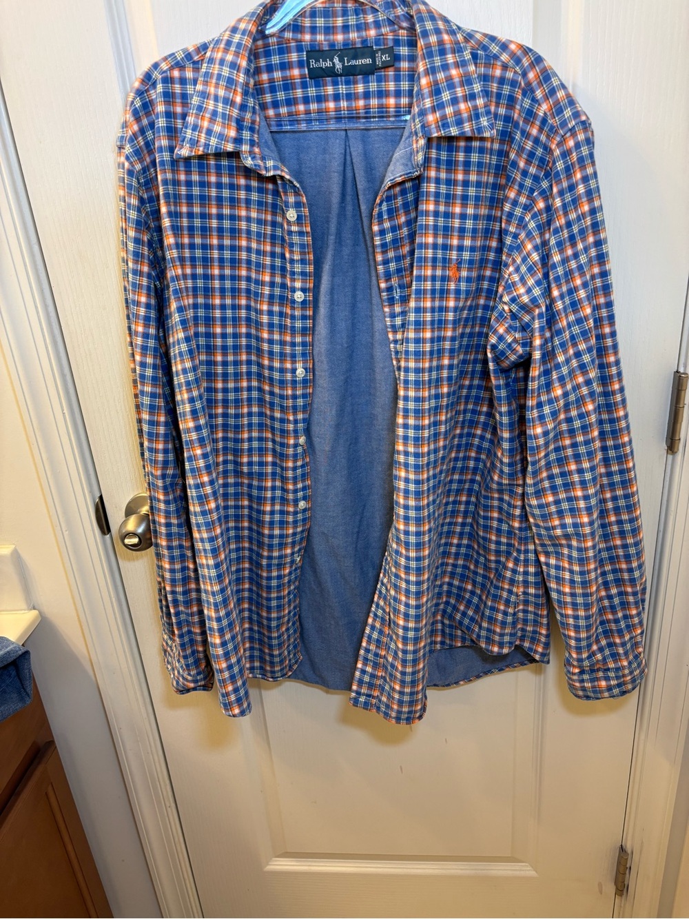 Ralph Lauren Men's Long Sleeve Thick Button Up Plaid Shirt Size XL Vintage 90s